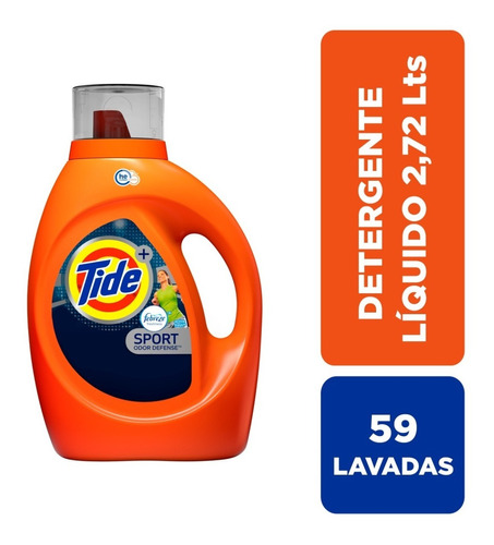 Detergente Líquido Tide Plus Sport, 59 Cargas, 2.72 L