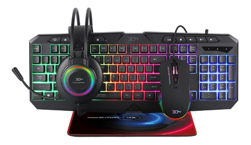 Kit Gamer 4 En 1 Taranis-pro Mouse Teclado Audífono Mousepad