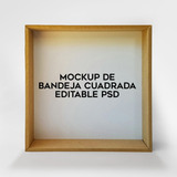 Mockup Bandeja Cuadrada Madera Mdf Photoshop Sublimación