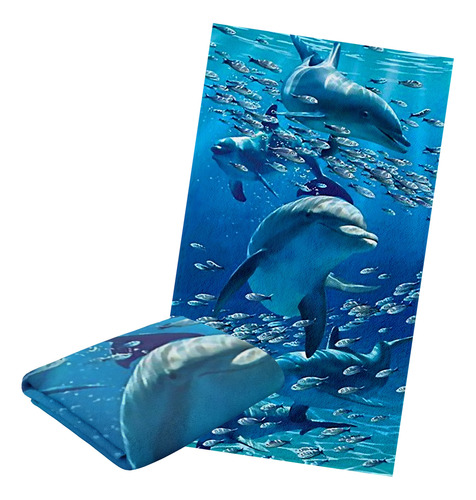 Toalla De Baño De Diseño Animales Delfin Mar Azul Microfibra