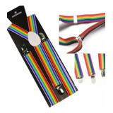 Suspensório Arco-íris Ajustável Listrado Lgbt Gay Colorido