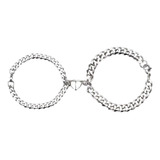 Pulsera Magnética Para Pareja De Acero Inoxidable A Juego, 2