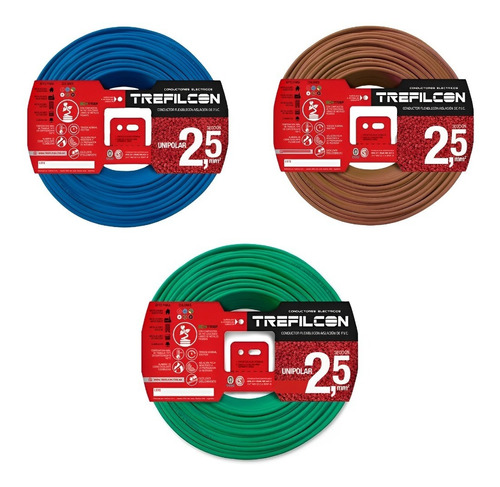 Cable 2 5mm  Unipolar Trefilcon Pack X3 Rollos 100 Mts Cobre