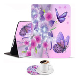 Funda Para iPad 7/8 De 10.2  (color Rosa) Diseno Mariposas