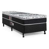 Cama Box+colchão Castor Solteiro Class Tecnopedic 96x203x52 Cor Preto