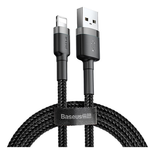 Cable Baseus Usb A / Lightning 2.4a De 1 Metro Color Negro Y Gris