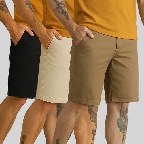 Kit 3 Bermuda Masculina Sarja Short Jeans Social Brim Lisa | Frete grátis