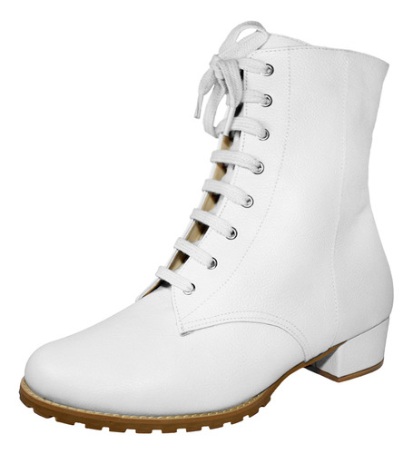 Bota Coturno 3cm Cano Curto Luiza Sobreira Off White Mod2216