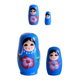 2 Muñeco Anidado De 4 Piezas, Muñecas Matryoshka De Azul