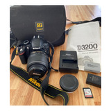  Nikon Kit D3200 + Lente 18-55mm Vr Dslr Color  Negro Camara