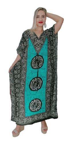 Vestido Kaftan Indiano Longo Estampado Plus Size - Cod. 1400