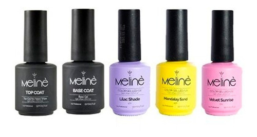 3 Esmaltes Meliné Semipermanente + 1 Base Coat + 1 Top Coat