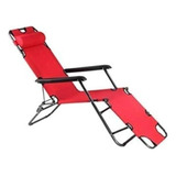 Cadeira Espreguiçadeira Vermelha Praia Poltrona Reclinável