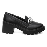 Mocassim Feminino Com Salto Baixo Oxford Loafer Casual