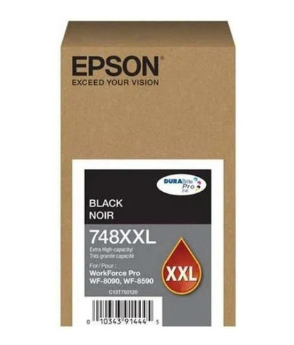 Tinta Epson 748xxl Negro Impresoras Wf-6090 Wf-6590 202ml