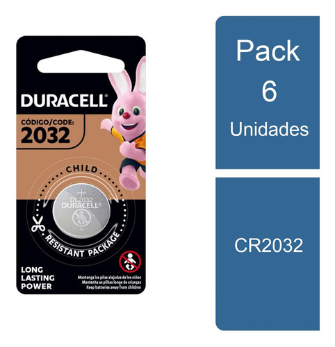 Pack 6 Pilas Tipo Boton Cr2032 Duracell