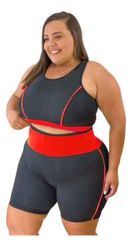 Roupa De Academia Plus Size Fitness Conjunto Top + Short