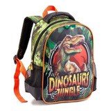 Mochila Costas Infantil Grande Menino Do Dinossauro Jungle Cor Laranja