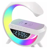  Parlante Bt Luces Velador Led Cargador Inalámbrico Reloj