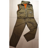 Conjunto Pantalón  Y Chaleco Verde Militar Talle L Niños