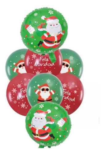 Globi® Set 12 Globos Látex Decoración Navidad+2 Metalizados