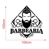Adesivo Barbearia 100x100 Barbeiro Porta Vidro Parede N°129g