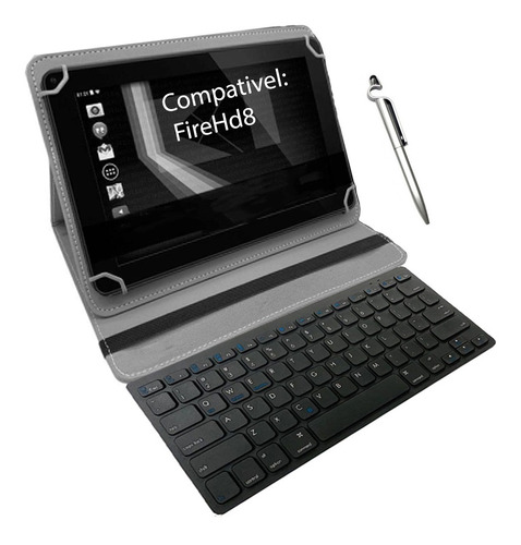 Capa Teclado Para Tablet Amazon Kindle Fire H7 E H8 + Caneta