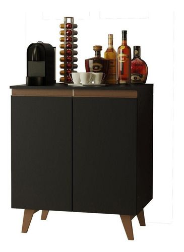 Balcão Cantinho Do Café Madesa Reims 70 Cm 2 Portas - Preto Xag247008nrm