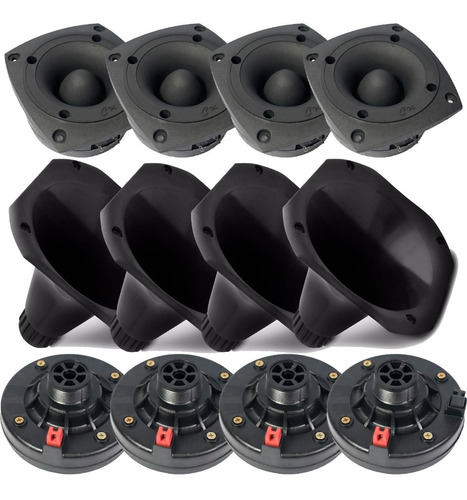 Kit 4 Driver + 4 Cornetas + 4 Super Tweeter Compet 1200w