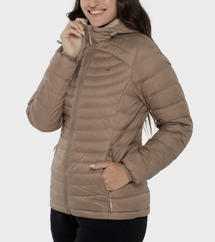 Campera Abrigo Montagne Mujer Plumas - Shelby Con Capucha