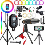 Kit Iluminador Ring Light Luz Colorida Rgb Completo + Tripé