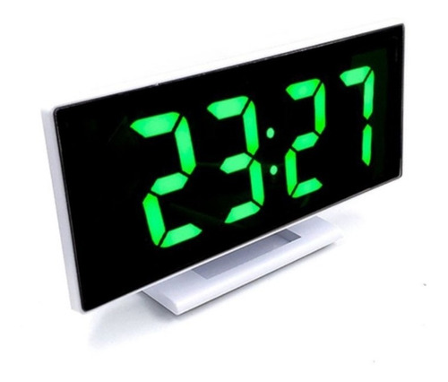 Relógio De Mesa Espelho Verde Calendário Hora Despertador 