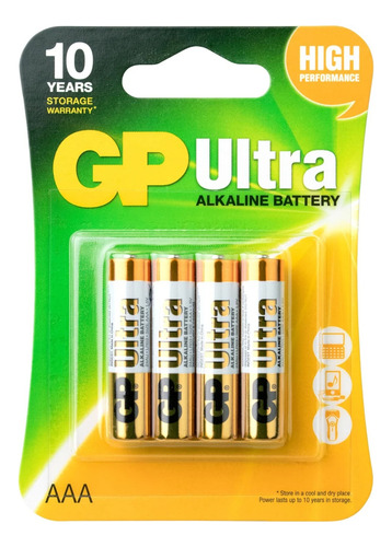 Pilas Alcalinas Gp Ultra Aaa Pack 4 Unidades