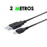 Cabo Alimentação Usb V8 Carregar Controle Ps4 Xbox 2 Metros