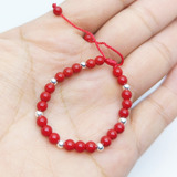 Pulsera Coral Rojo Natural Cuarzo Y Ojo Turco Bebé Protecci