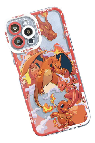 Funda Transparente Para iPhone 15, 14, 13, 12, Charizard, Sq