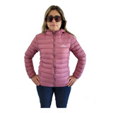 Campera Mujer Invierno Inflable Impermeable Capucha Bolsa