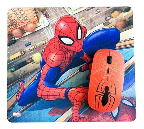 Kit Mouse Inalámbrico + Mousepad Spiderman / Tecnofactory