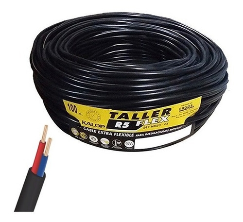 Cable Tipo Taller Alargue 2x 1mm Tpr Rollo 100m Kalop