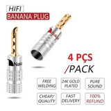 4 Pçs Plug Alto Falante Banhado Ouro 4mm Banana Nakamichi