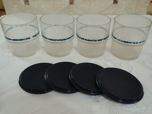 Vasos Tupperware 4 Con Tapas Plástico Transparente Usados