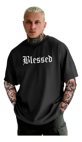 Camiseta Oversized Streetwear Blessed Algodão