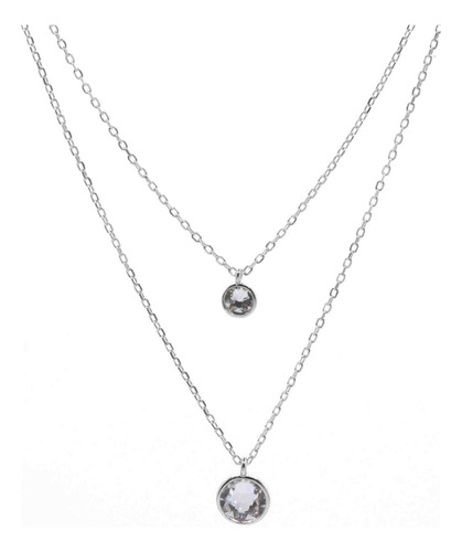 Collar De Plata 925 Swarovski® Elements Doble Cristal