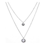Collar De Plata 925 Swarovski® Elements Doble Cristal