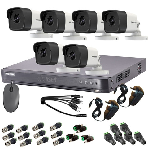 Kit Seguridad Hikvision Dvr Full Hd 8ch + 6 Camara Turbo Hd 