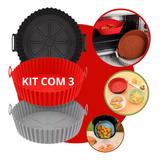 Kit 3 Forro Air Fryer De Silicone Reutilizável Antiaderente