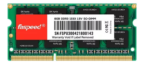 Memoria Ram  8gb Ddr3 1333mhz Pc310600 1,5v So-dimm Faspee