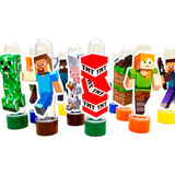 40 Lembrancinha Minecraft Caixa Cone E Tubetes Festa