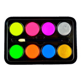 Maquillaje Artistico Pintura Neon Paleta X8 Tonos  32grs