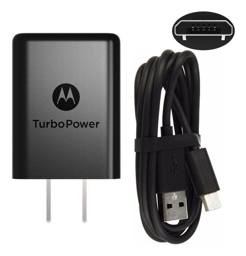 Cargador Motorola 15w Con Cable Usb - V8 Negro Original